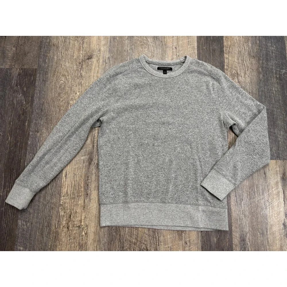 Banana Republic Ultra-Soft Waffle Pullover Mens Medium Gray Crewneck Long Sleeve